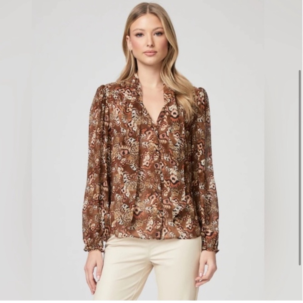 Paige Marcela butterfly print silk top